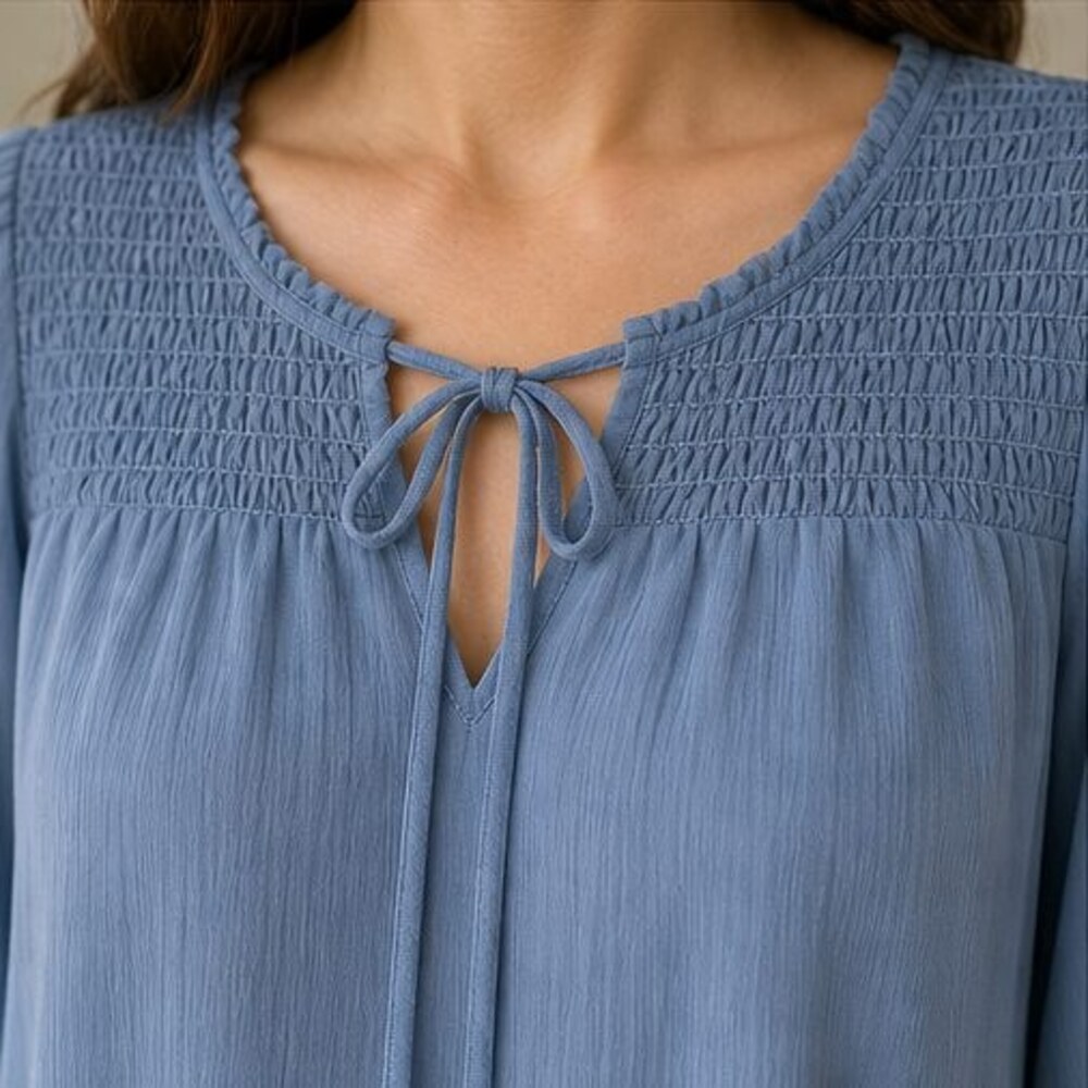 Blue Smocked Top - Picture 4 of 6